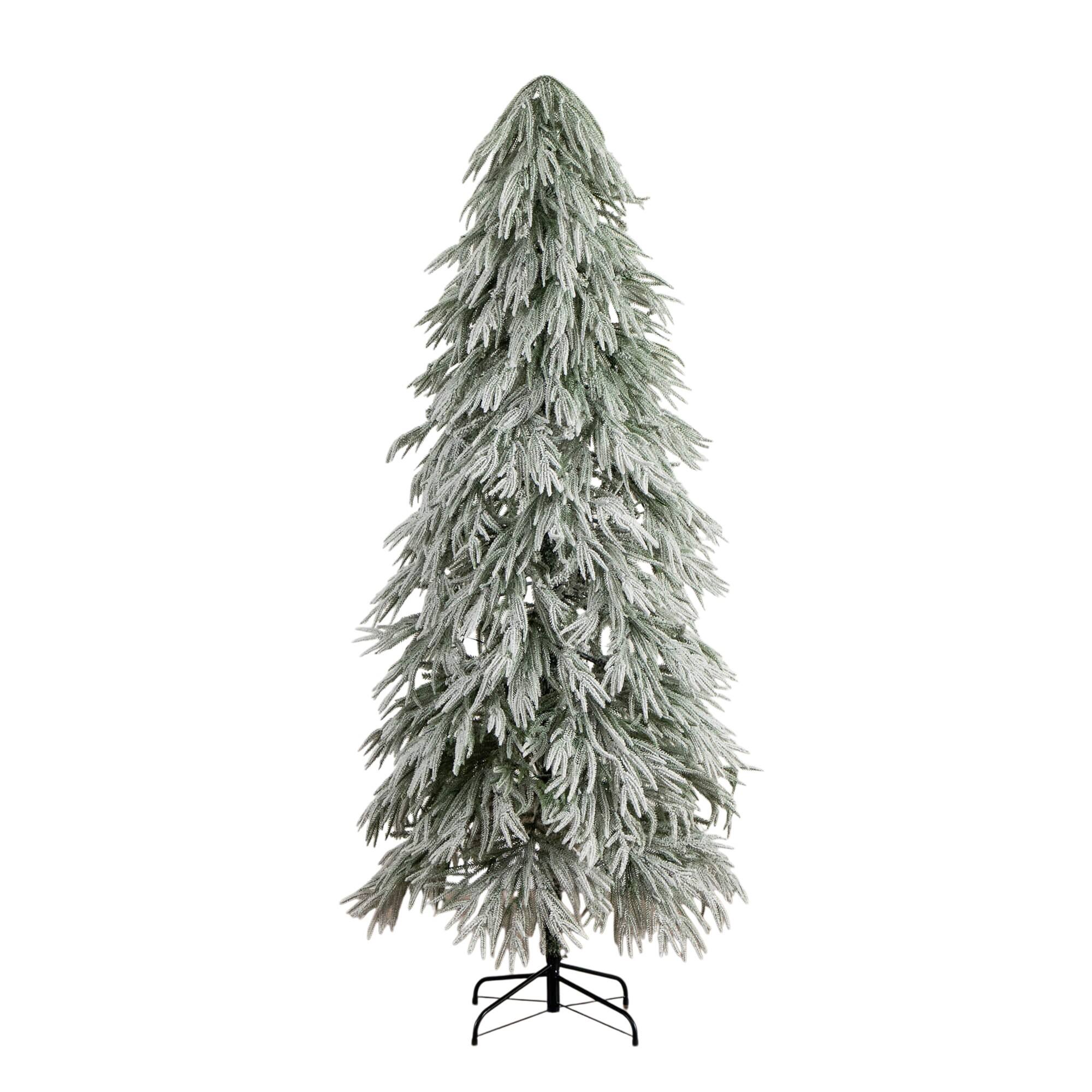 7ft. Pre-Lit Down Swept Flocked Artificial Christmas Tree, Warm White LED Lights